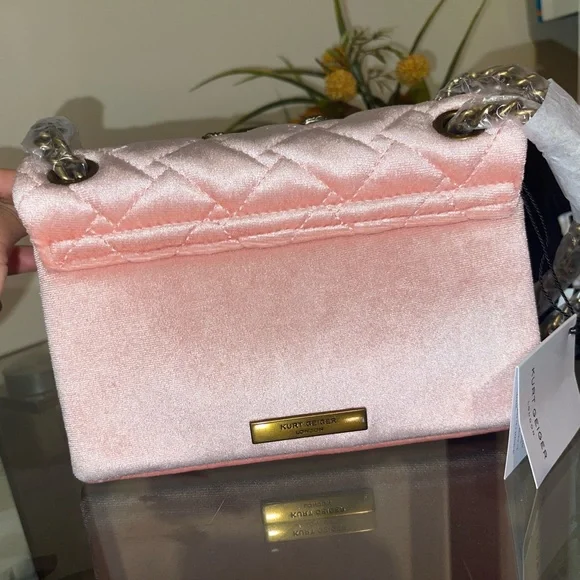 Ted Baker Pink Jeweled Quilted Velvet Shoulder Bag - Picture 4 of 6